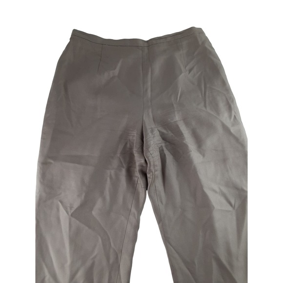 Vintage Talbots Women's Tan Khaki 100% Silk High Waist Straight Leg Pants 12 - Picture 2 of 10
